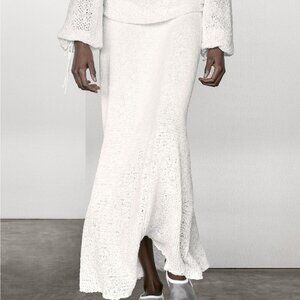 Massimo Dutti Cotton blend knit midi skirt - White - Women's Size S - 5213/570